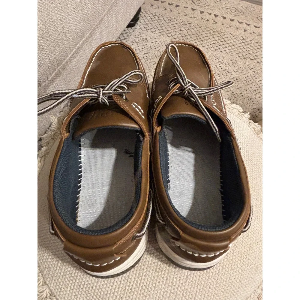 Island Surf Mens Brown Boat Shoes Mesh Panel Nautical Loafers Casual Brown White